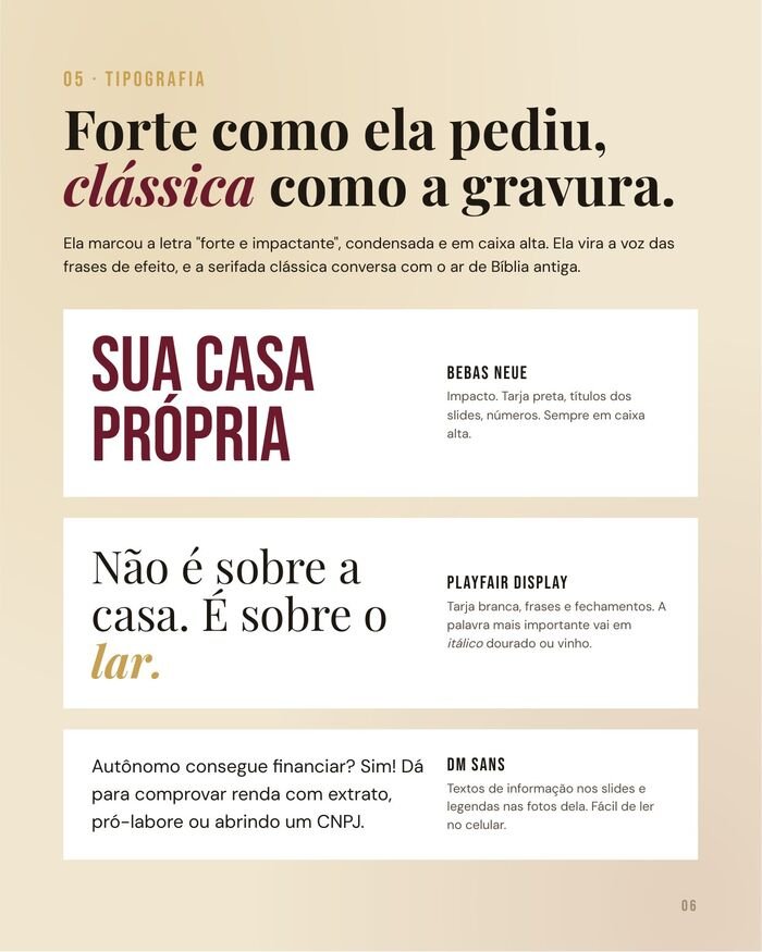 Página do guia: tipografia